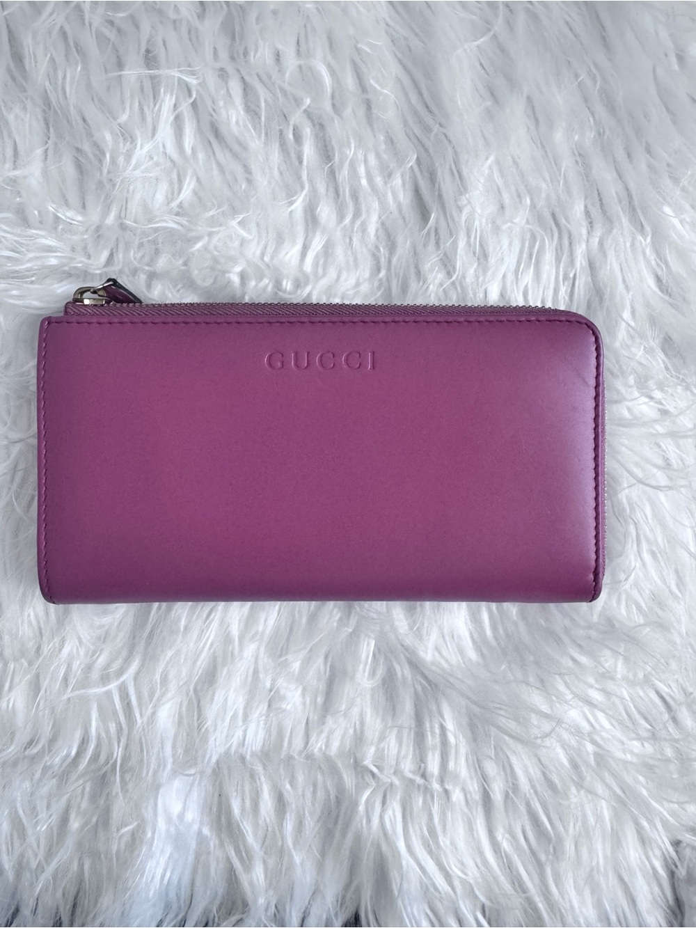 Gucci Magenta Zip-Around Leather Wallet